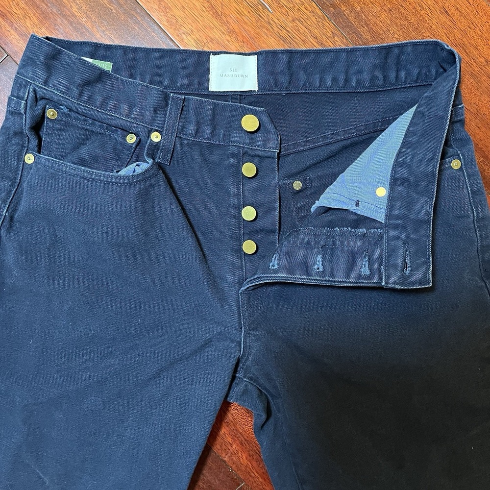 Sid Mashburn Navy Slim Straight Jeans with Brass Buttons